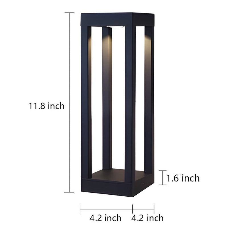 Black Aluminum 7W LED Landscape Bollard Lights - 4-Beam Outdoor Garden Lighting