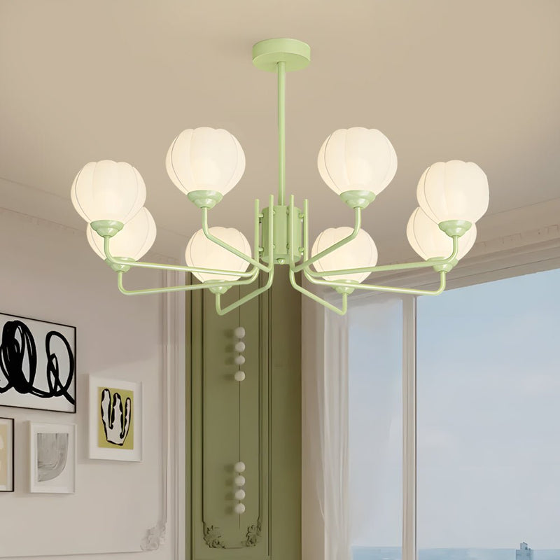 Modern 8-Flower Bell Orchid Pendant Light Fixture - Three-Step Dimming, Elegant Hanging Design