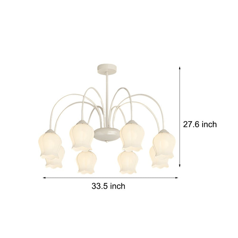Elegant 8-Head Pastoral Bell Orchid Chandelier - French Style with 3-Step Dimming Feature