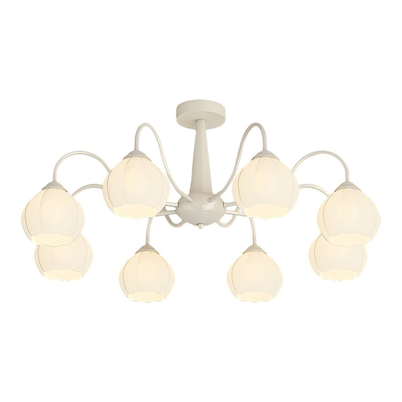 Modern 8-Round Bell Orchid Ceiling Light Fixture - Three-Step Dimming, Elegant Floral Design