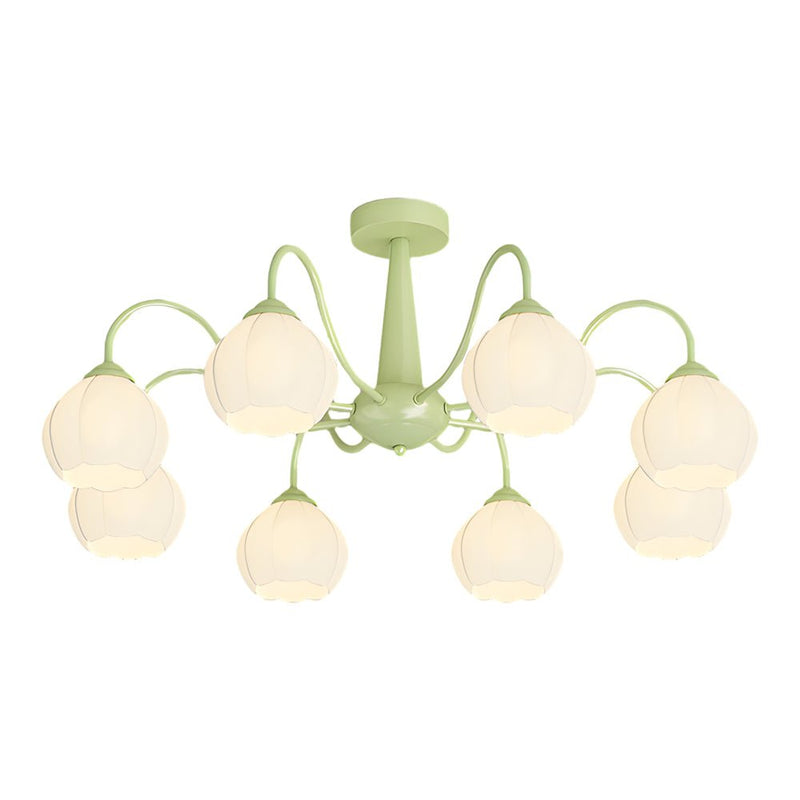 Modern 8-Round Bell Orchid Ceiling Light Fixture - Three-Step Dimming, Elegant Floral Design