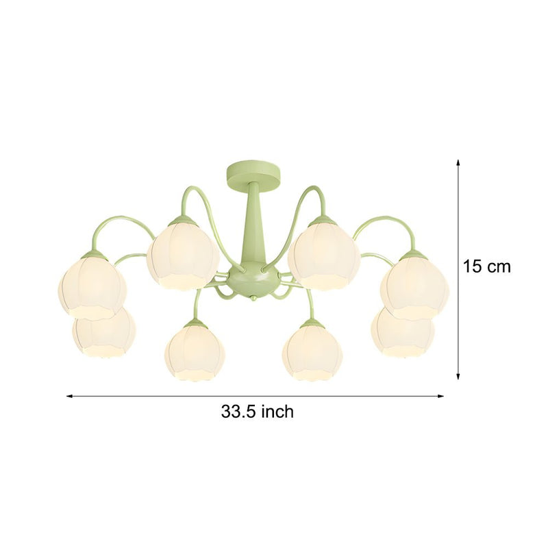 Modern 8-Round Bell Orchid Ceiling Light Fixture - Three-Step Dimming, Elegant Floral Design