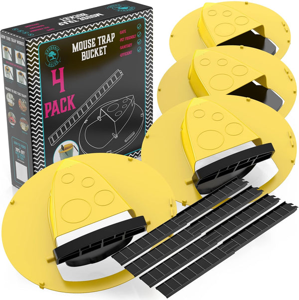 4-Pack Bucket Lid Mouse Trap - Effective Rodent Control Solution for Home & Garden