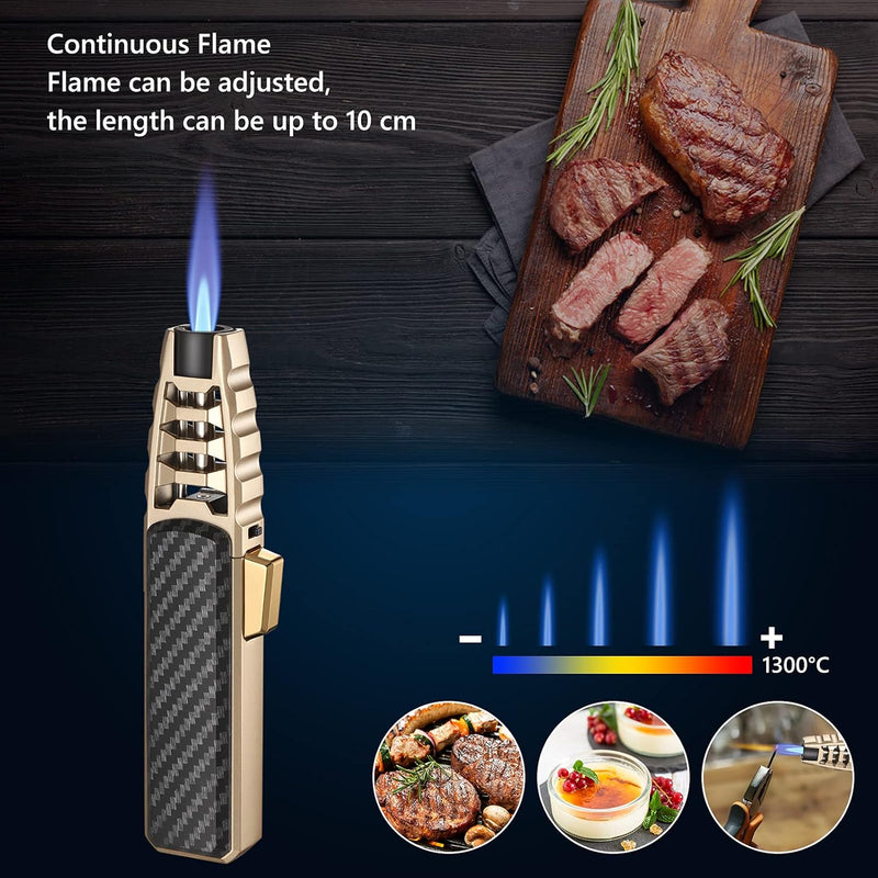 Windproof Torch Lighter - Refillable Butane Flame Lighter for Outdoor Use, Camping, and BBQ