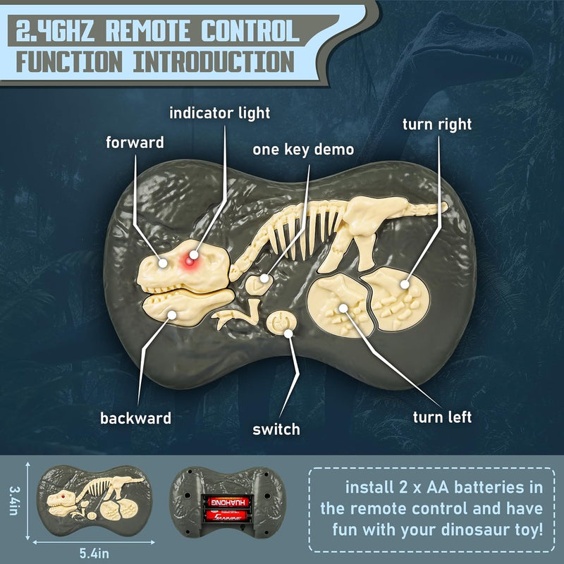 Remote Control Dinosaur Toy - Interactive T-Rex with Realistic Movements & Sounds - Perfect for Kids Ages 3+