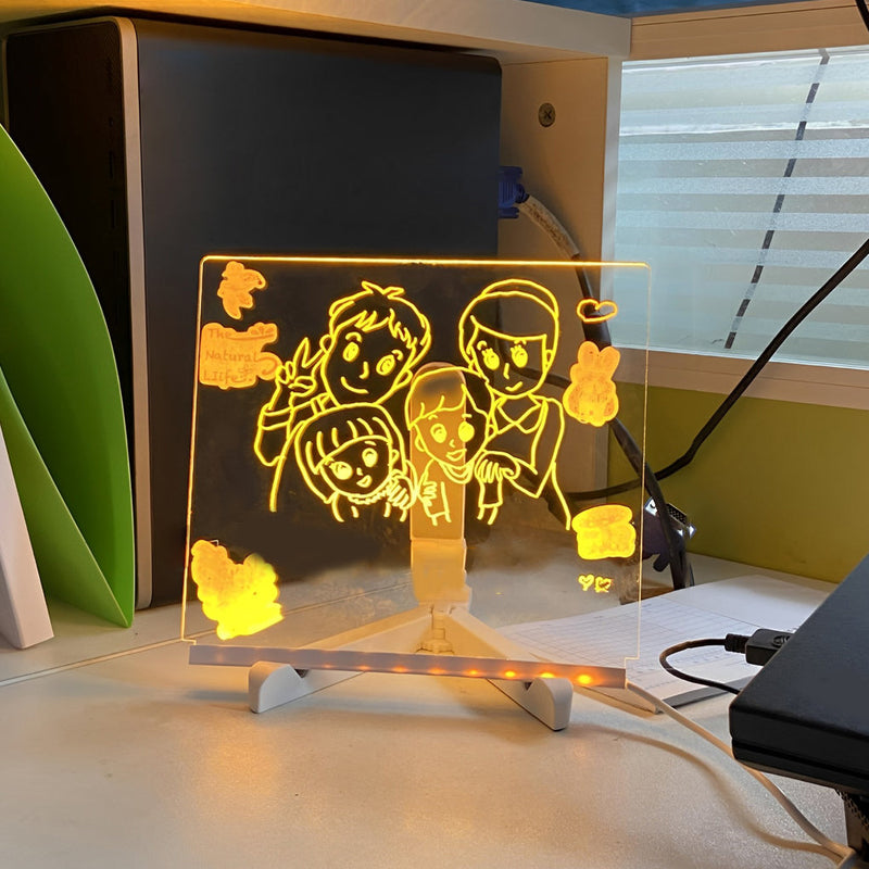 Colorful LED Acrylic Message Board Table Lamp - Writable & Customizable Light Sign