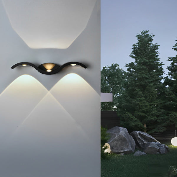 Outdoor Seagull Wavy Wall-Mounted Up/Down LED Light Fixture - Creative Decorative Lighting for Patios and Gardens