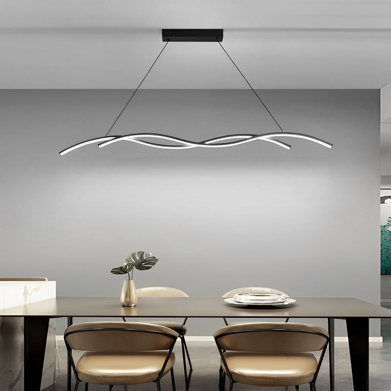 Modern Double Wavy Minimalist LED Chandelier - Stylish Hanging Ceiling Lamp for Contemporary Spaces