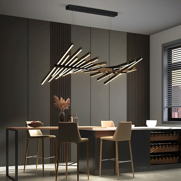 Waves Fishbone Stepless Dimming LED Nordic Chandelier Pendant Light - Modern Design for Home Decor