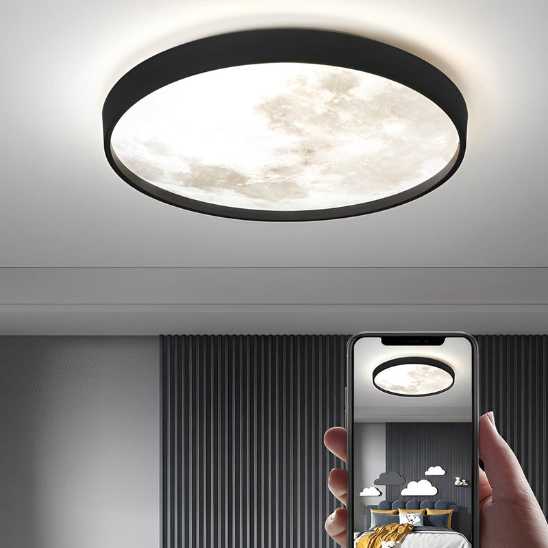 Creative Moon 3-Step Dimming LED Modern Flush Mount Ceiling Light - Stylish & Energy-Efficient Lighting Solution