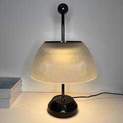 Elegant Ribbed Glass Bowl & Italian Metal Accent Table Lamps - Stylish Home Lighting