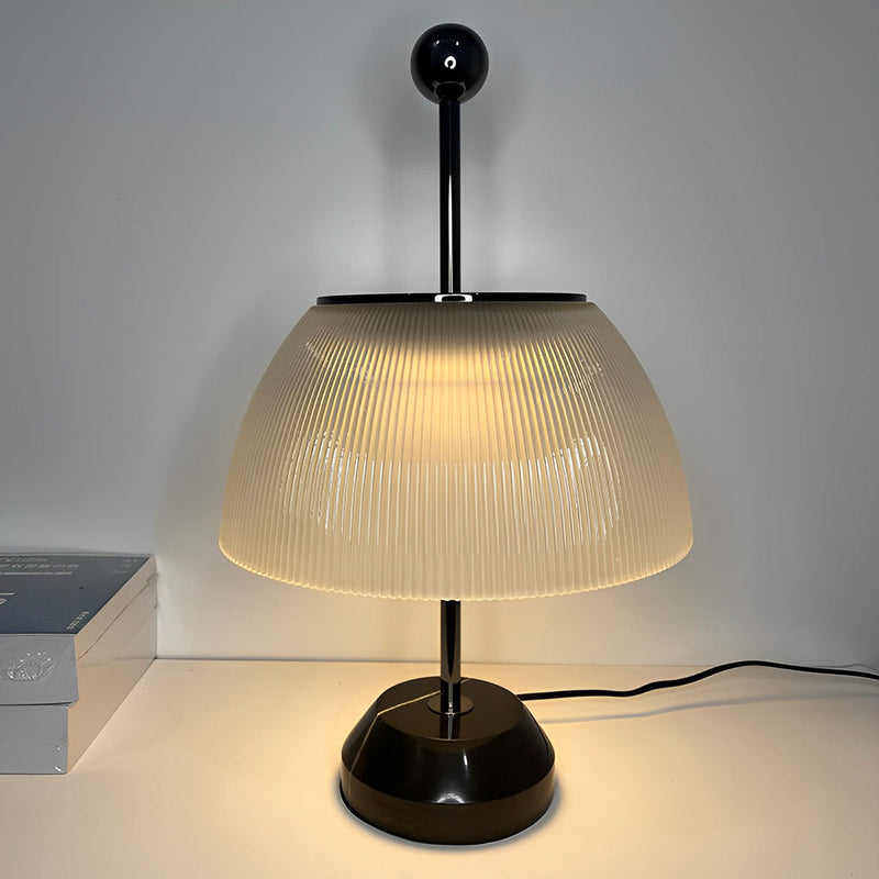 Elegant Ribbed Glass Bowl & Italian Metal Accent Table Lamps - Stylish Home Lighting