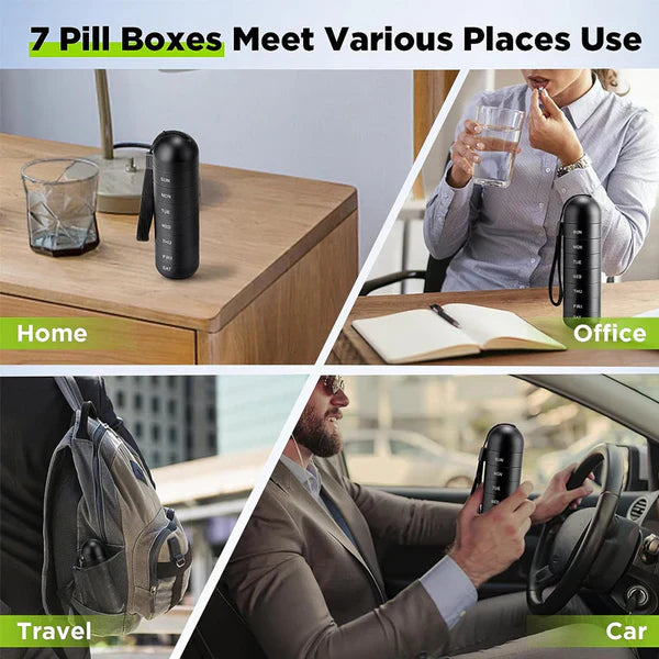 Travel-Friendly Aluminum 7-Day Pill Organizer | Portable Pill Box & Container for Medication Management