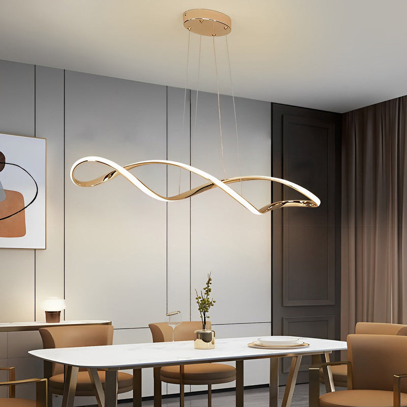 Modern Electroplating LED Chandelier with Stepless Dimming - Creative Waves Design