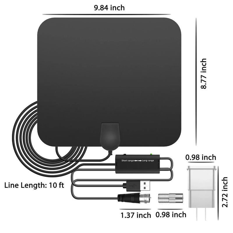 300-Mile Indoor Digital Amplified HDTV Antenna with Signal Booster - Enhanced Reception for Crystal Clear TV Channels