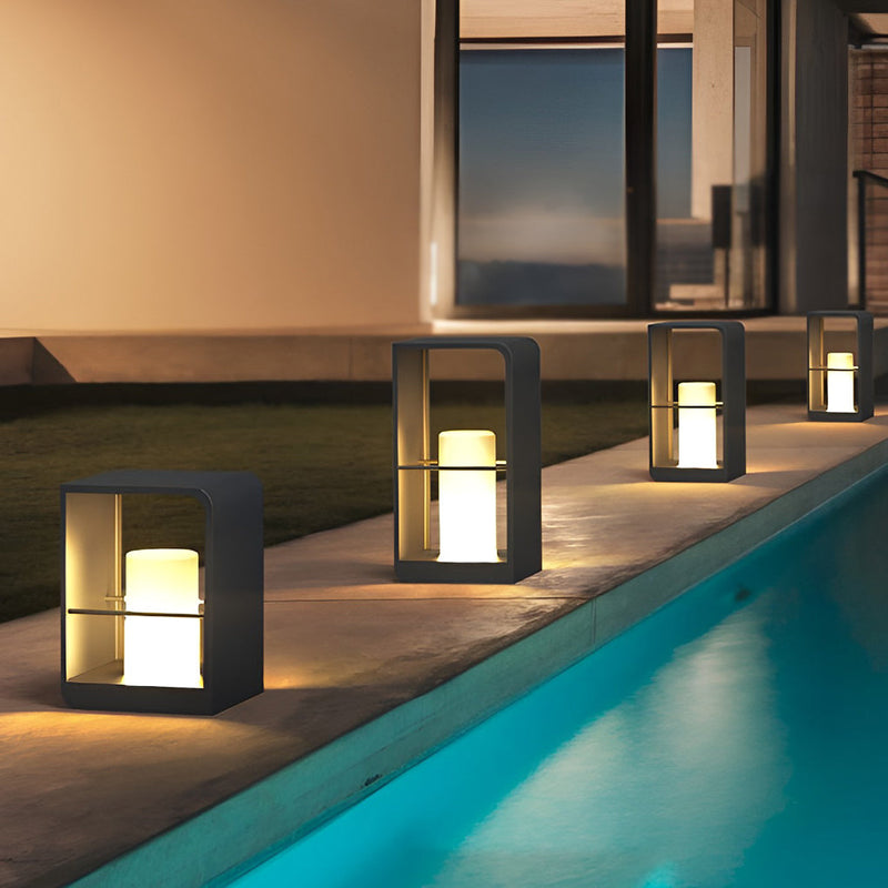 Modern Waterproof Black Rectangular Solar Lanterns - Stylish Outdoor Lighting for Gardens & Patios
