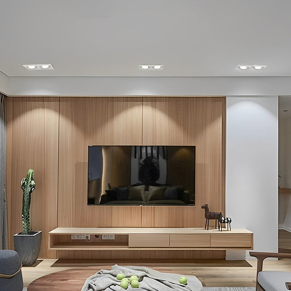 Adjustable Rectangular 2-Light Recessed Spotlight with Three-Step Dimming - Modern LED Lighting Fixture