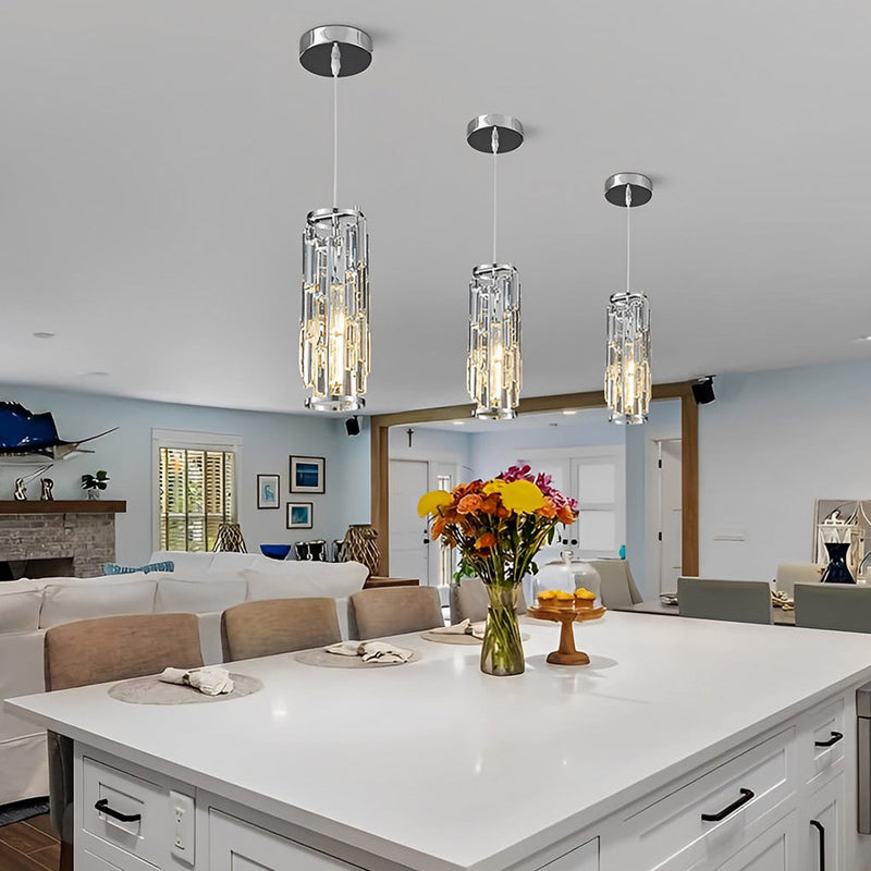 Industrial Style Iron & Crystal Glass Chandelier Pendant Light - 1 Piece Creative Home Decor Lighting Fixture for Modern Interiors