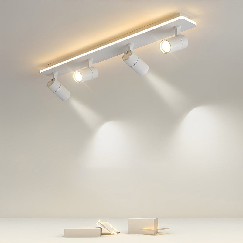 Minimalist Adjustable LED Flush Mount Spotlight - 2/3/4 Light Long Rectangular Design for Modern Home Lighting