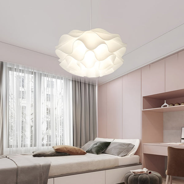 Nordic Flower-Shaped LED Chandelier Pendant Light - Three-Step Dimming, Elegant White Design