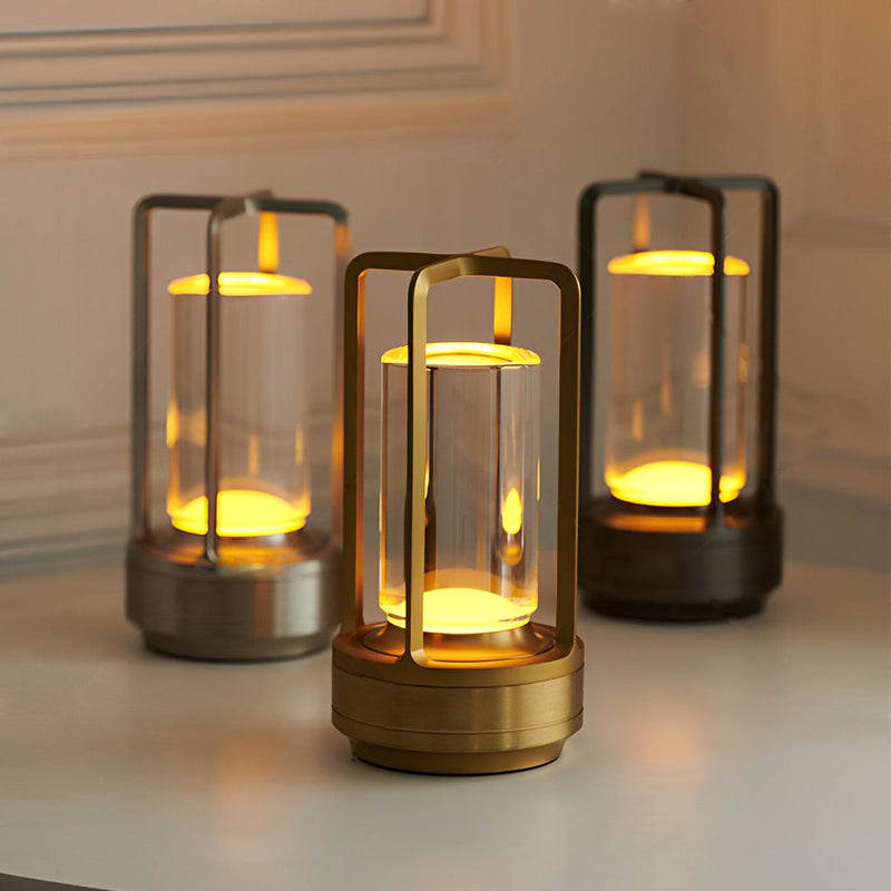 Cordless Portable Lantern Table Lamp with USB Charging - Touch Dimming Night Light for Home & Outdoor Use