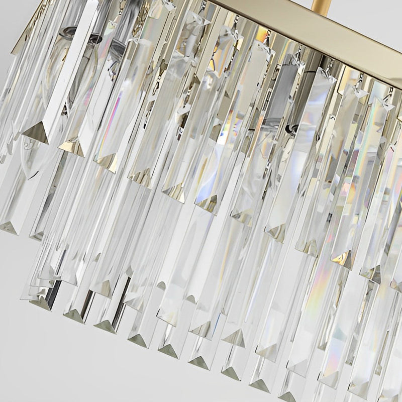 Postmodern Rectangular LED Chandelier with Three-Step Dimming & Crystal Strips - Elegant Lighting Fixture for Modern Spaces