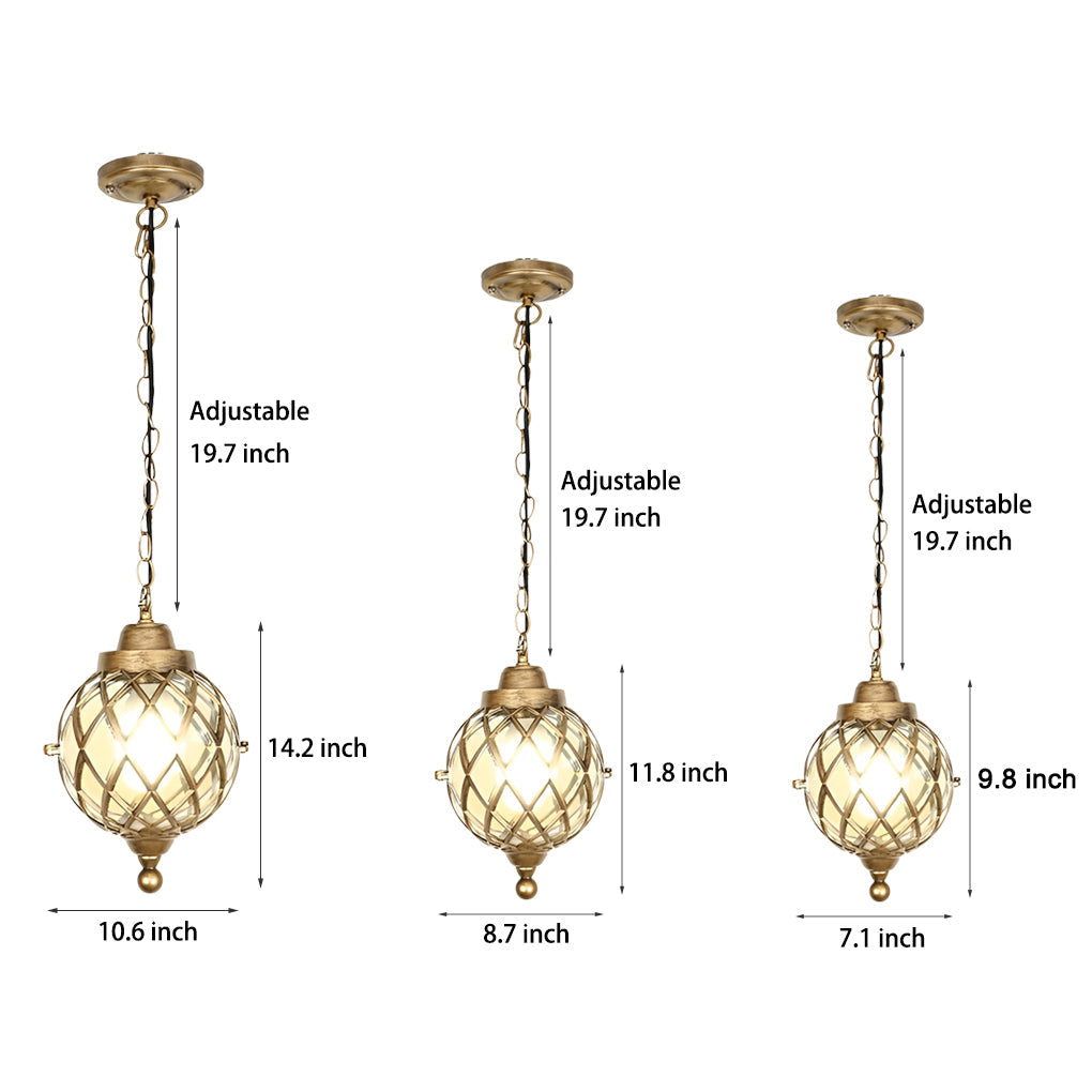 1-Light Outdoor Pendant Lantern - Elegant Tea Glass Globe Hanging Chandelier for Patios, Gardens & Outdoor Spaces