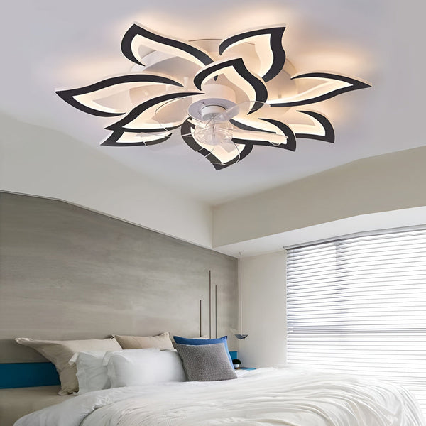 Nordic Creative Flower-Shaped LED Ceiling Fan Light with 3-Step Dimming - Modern Home Decor
