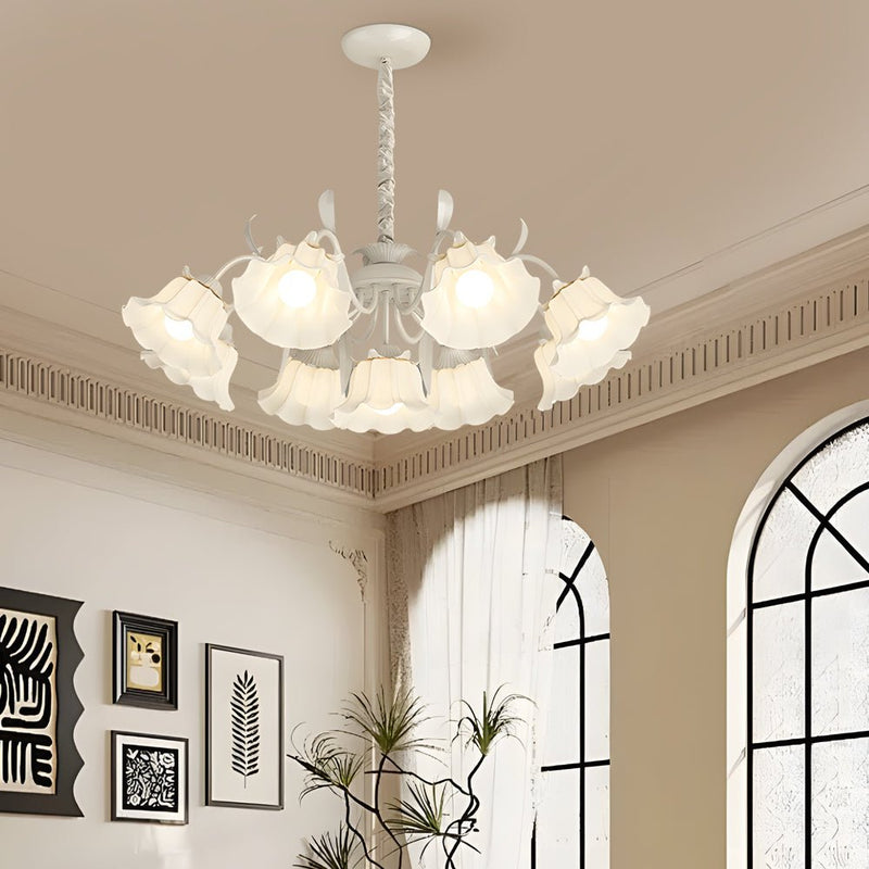 Elegant French Style Chandelier with 9 Flower Heads - Three-Step Dimming Feature