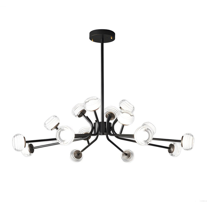 9/16-Light Black LED Sputnik Chandelier - Modern Mid-Century Design, Energy Efficient Lighting Fixture for Living Room, Dining Room, or Entryway