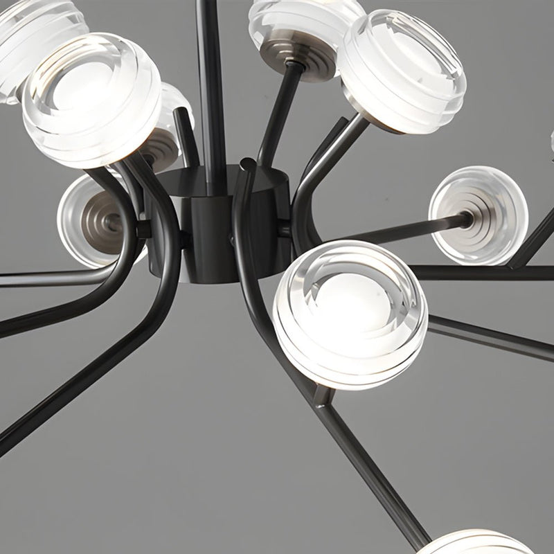 9/16-Light Black LED Sputnik Chandelier - Modern Mid-Century Design, Energy Efficient Lighting Fixture for Living Room, Dining Room, or Entryway