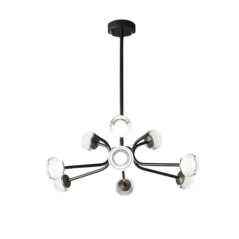 9/16-Light Black LED Sputnik Chandelier - Modern Mid-Century Design, Energy Efficient Lighting Fixture for Living Room, Dining Room, or Entryway
