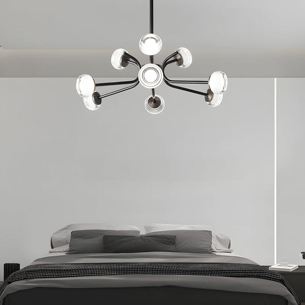 9/16-Light Black LED Sputnik Chandelier - Modern Mid-Century Design, Energy Efficient Lighting Fixture for Living Room, Dining Room, or Entryway