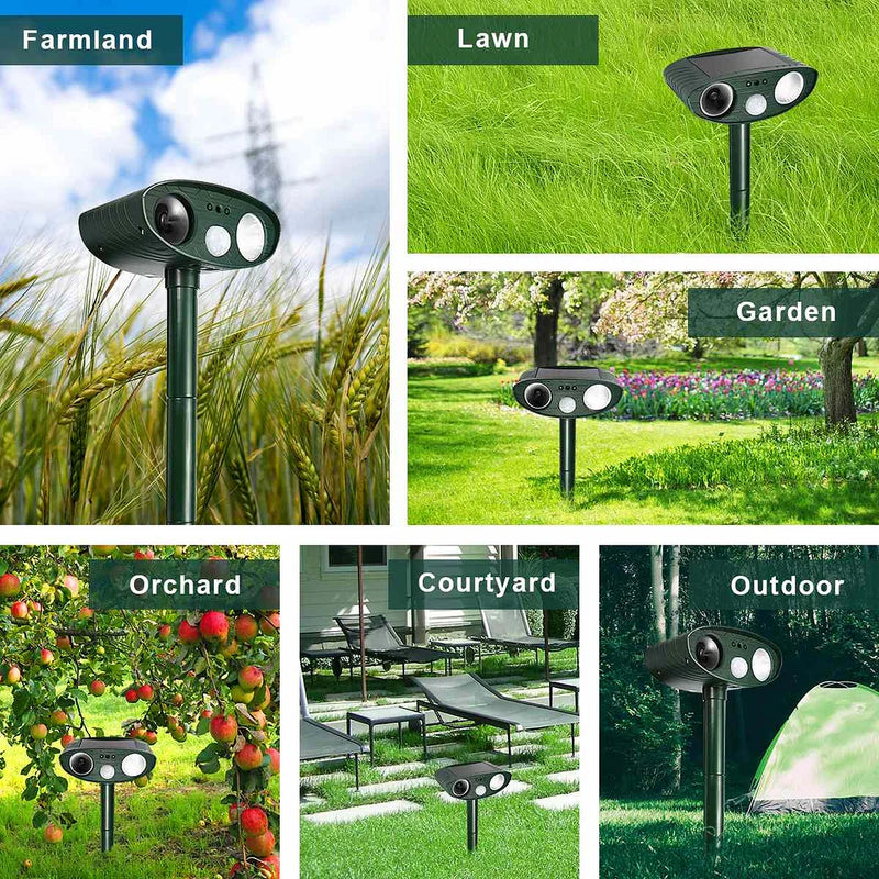 4-Pack Solar-Powered Ultrasonic Deer Repeller - Effective Deer Deterrent, Results in 48 Hours