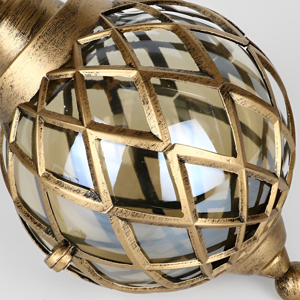 1-Light Outdoor Pendant Lantern - Elegant Tea Glass Globe Hanging Chandelier for Patios, Gardens & Outdoor Spaces