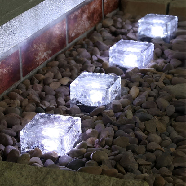 2V Solar-Powered Mount-Free Colorful Ice Cube Lights - Modern Smart Outdoor Step Lighting for Pathways & Gardens