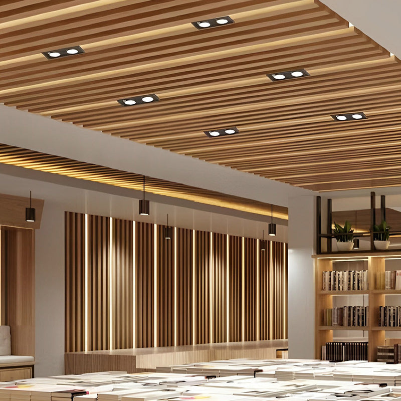 Adjustable Rectangular 2-Light Recessed Spotlight with Three-Step Dimming - Modern LED Lighting Fixture