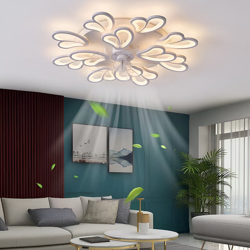 Nordic Creative Flower-Shaped LED Ceiling Fan Light with 3-Step Dimming - Modern Home Decor
