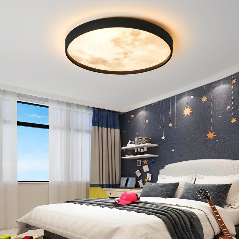 Creative Moon 3-Step Dimming LED Modern Flush Mount Ceiling Light - Stylish & Energy-Efficient Lighting Solution