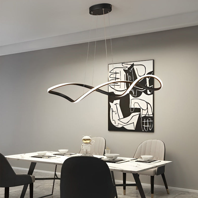 Modern Electroplating LED Chandelier with Stepless Dimming - Creative Waves Design