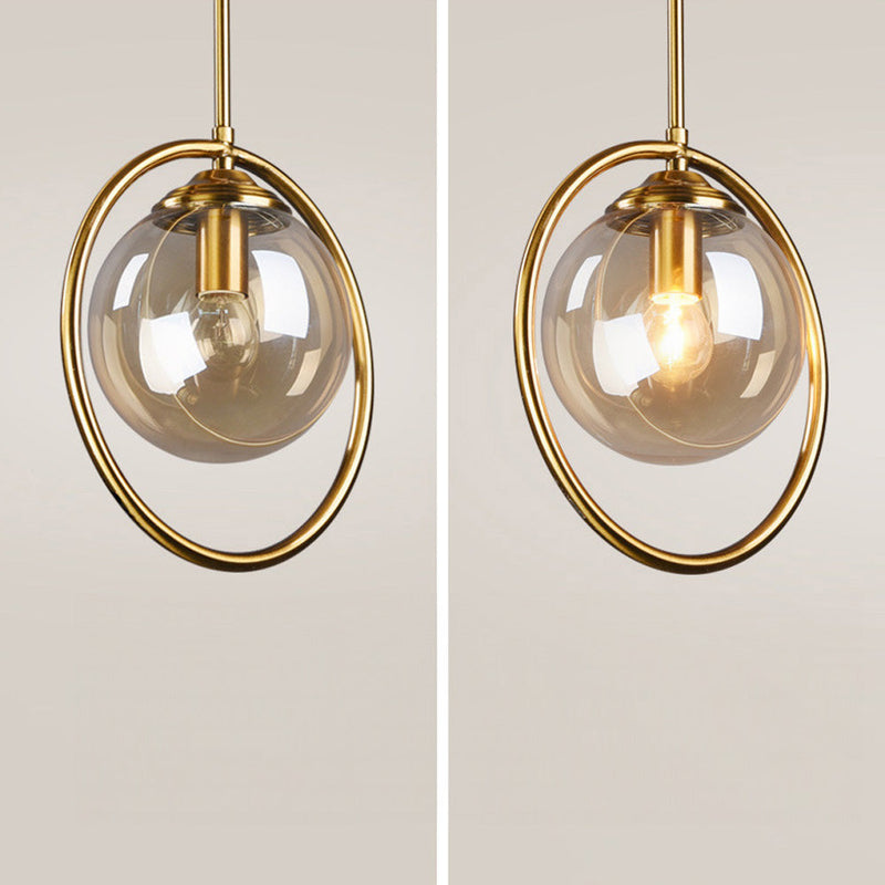 Elegant Glass Pendant Light with Luxurious Gold Frame Finish - Modern Ceiling Fixture for Home Decor