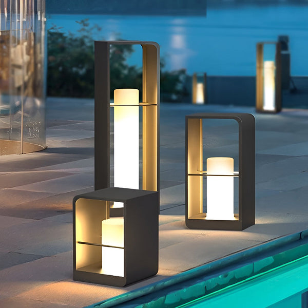 Modern Waterproof Black Rectangular Solar Lanterns - Stylish Outdoor Lighting for Gardens & Patios