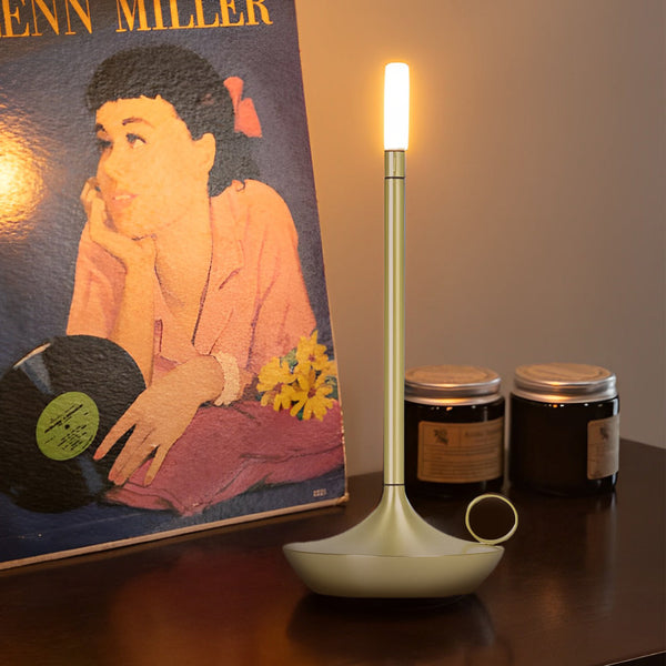Rechargeable Cordless LED Table Lamp - Minimalist Candle Wick Design for Home & Office