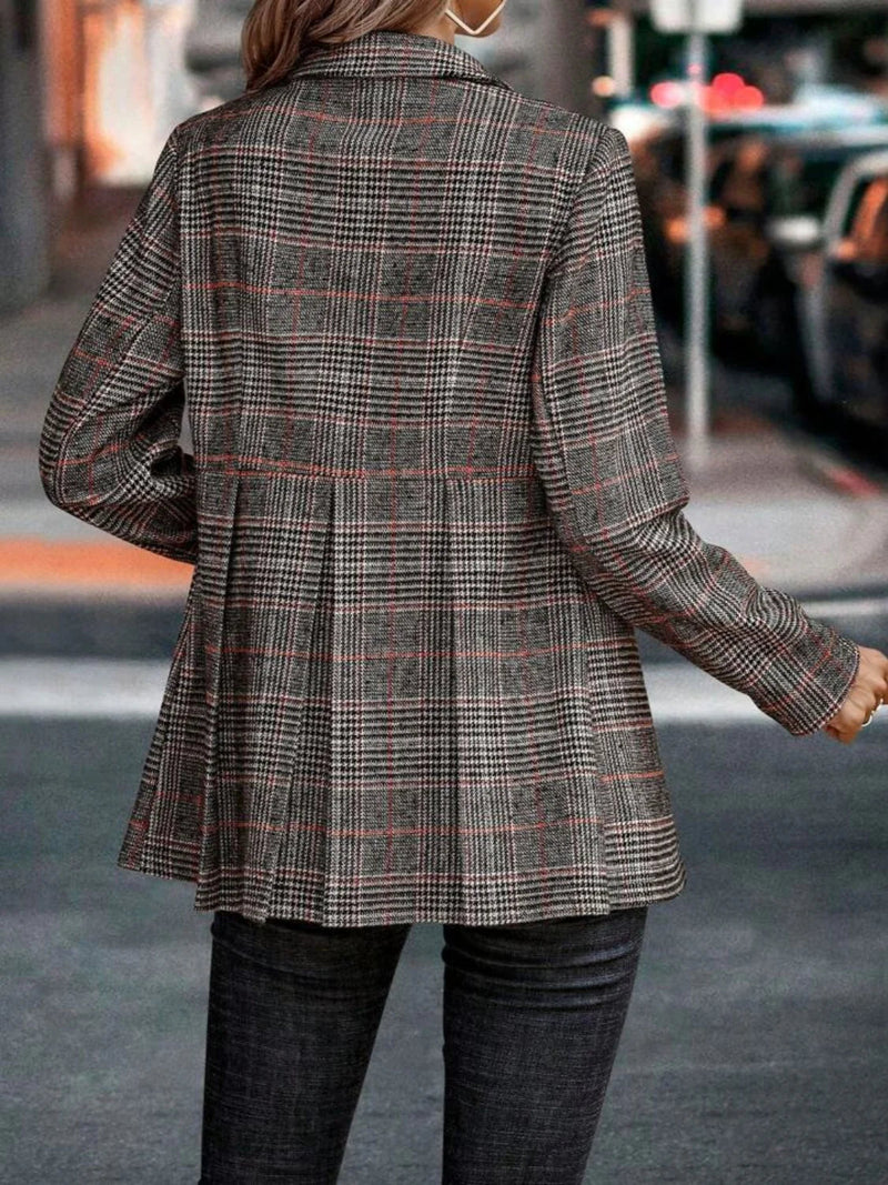 Women's Elegant Tailored Plaid Blazer Jacket | Stylish & Versatile Outerwear for Any Occasion