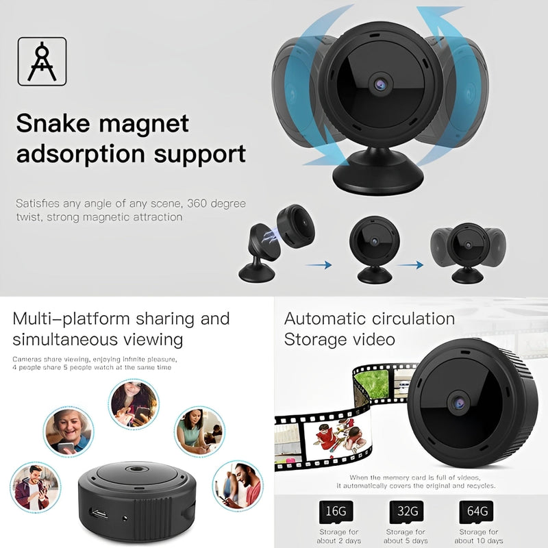 1080P HD Mini WiFi Camera with IR Night Vision - Home Security & Baby Monitor