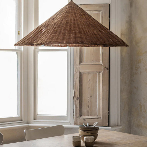 Rustic Rattan Woven Pendant Light - Boho Ceiling Lamp for Cozy Home Decor
