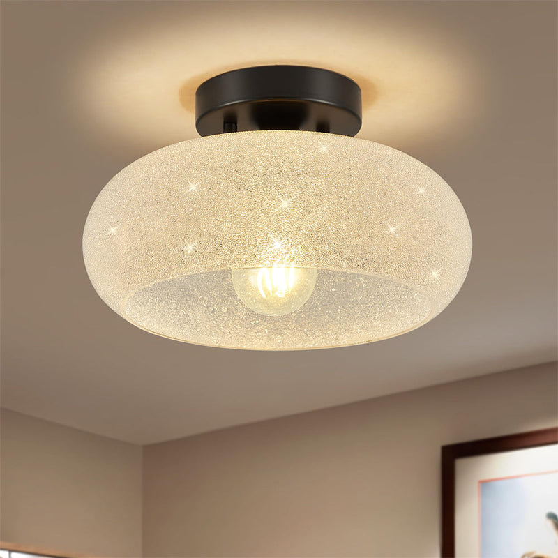 Modern Semi-Flush Ceiling Light Fixture with Elegant Glass Design - Contemporary Lighting for Home Decor
