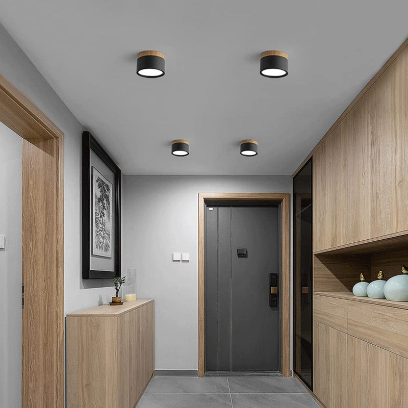 Stylish Pink Flush Wood Finish Ceiling Light - Modern Lighting Fixture for Home Decor