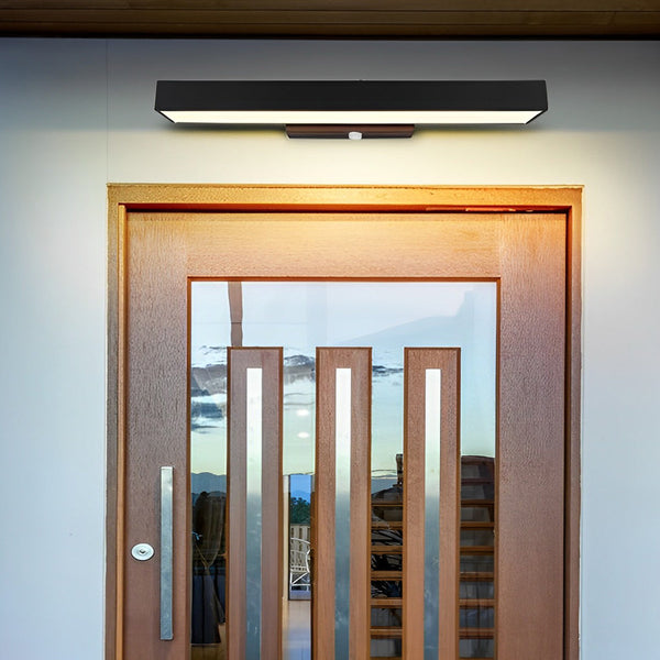 Outdoor Motion Sensor Black Rectangle Wall Light - Weatherproof Security Lighting for Patios, Gardens, and Entrances