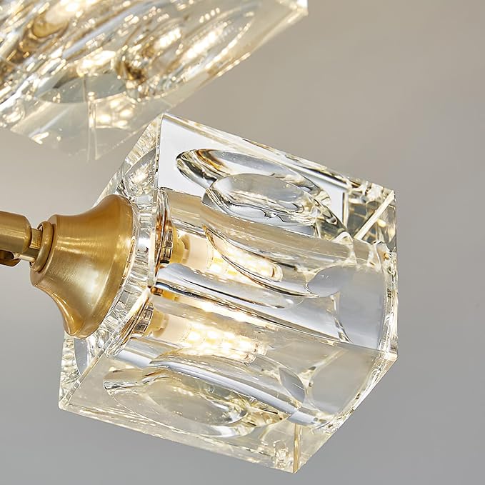 Elegant Crystal Ceiling Light Fixture with Gold Semi Flush Mount - Modern Home Lighting